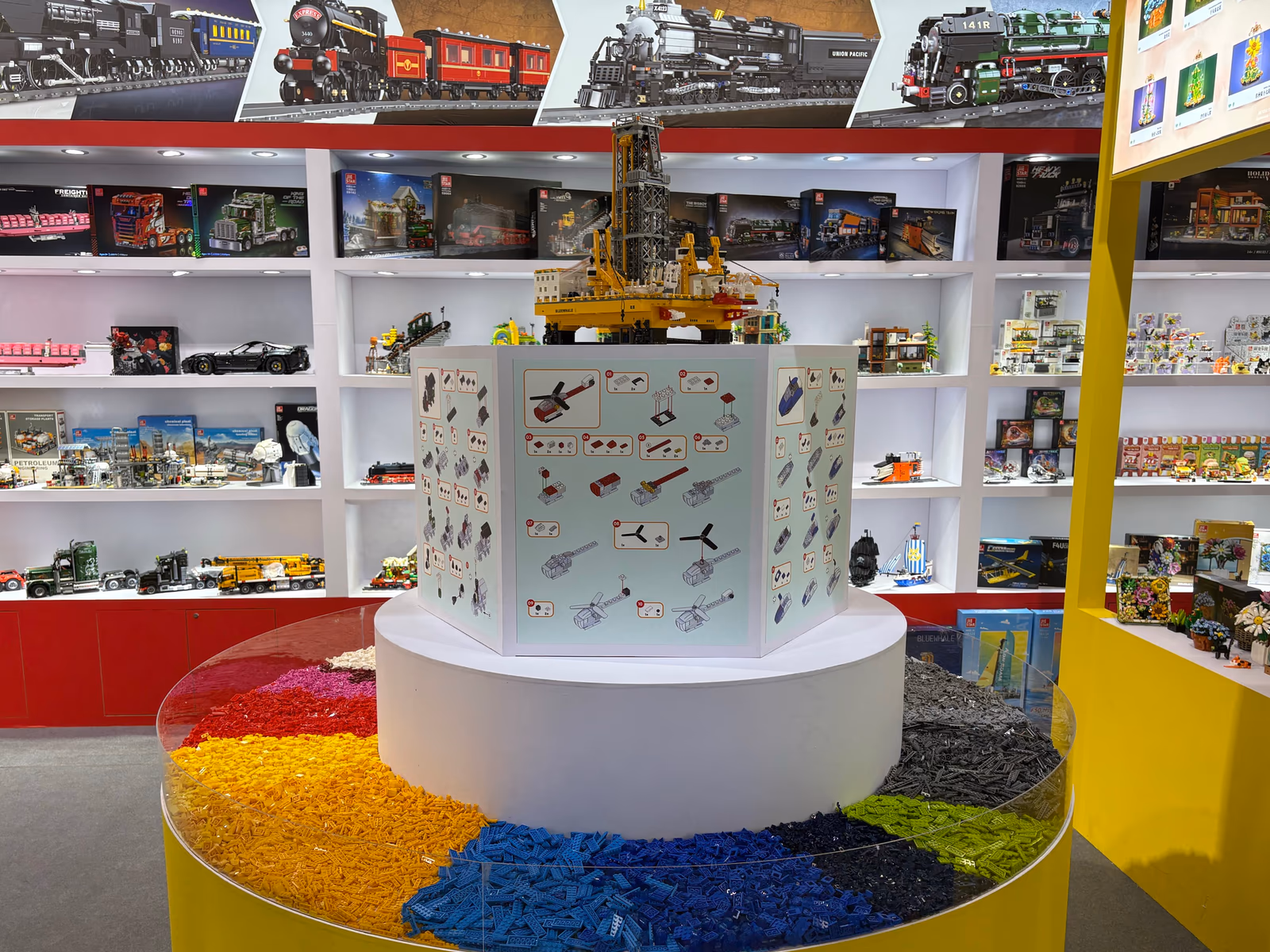 Central brick-built installation surrounded by JIESTAR product displays in Shanghai