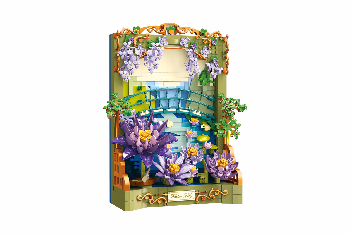 JIESTAR impressionist water lily pond building block scene X88059