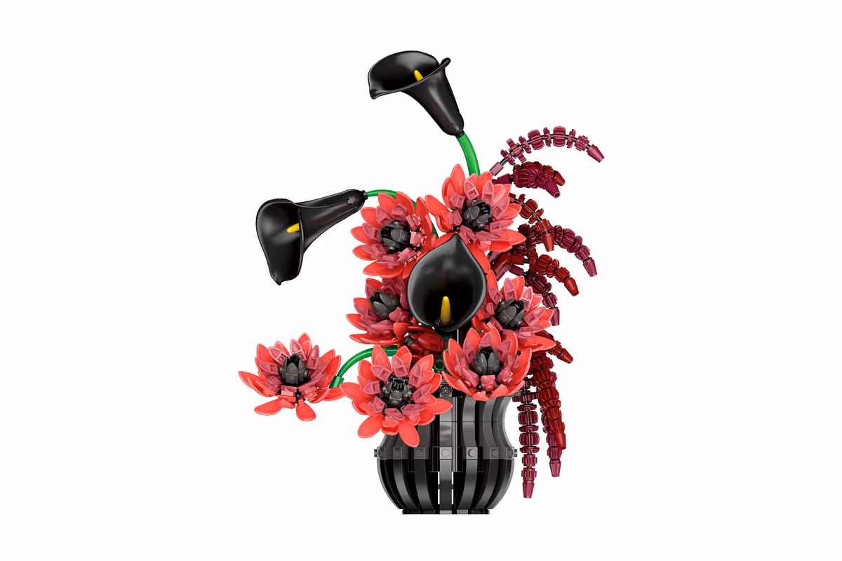 JIESTAR black and red flower garden building block arrangement X88057