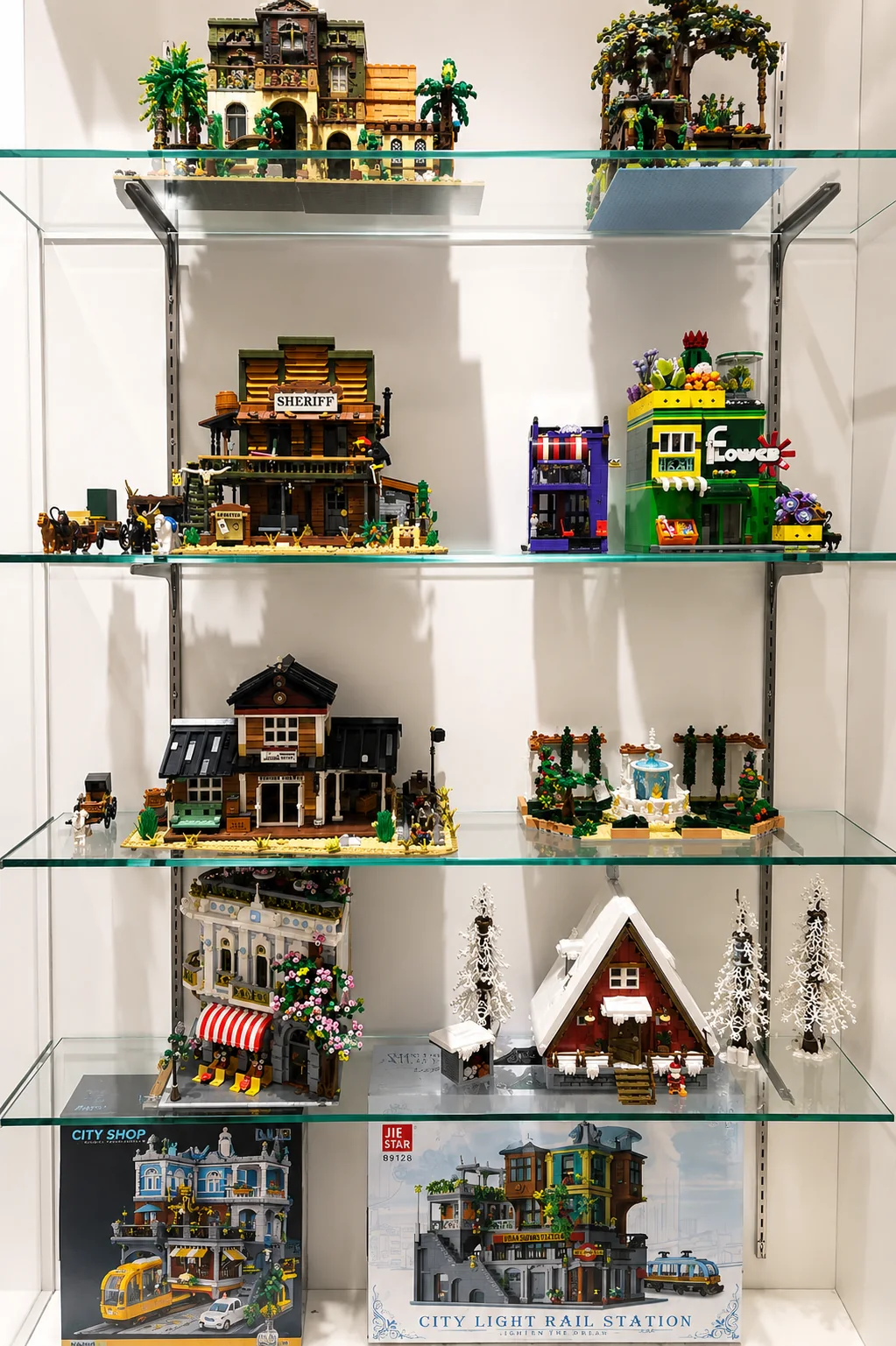 JIESTAR showroom display of coordinated city building block models for product line planning