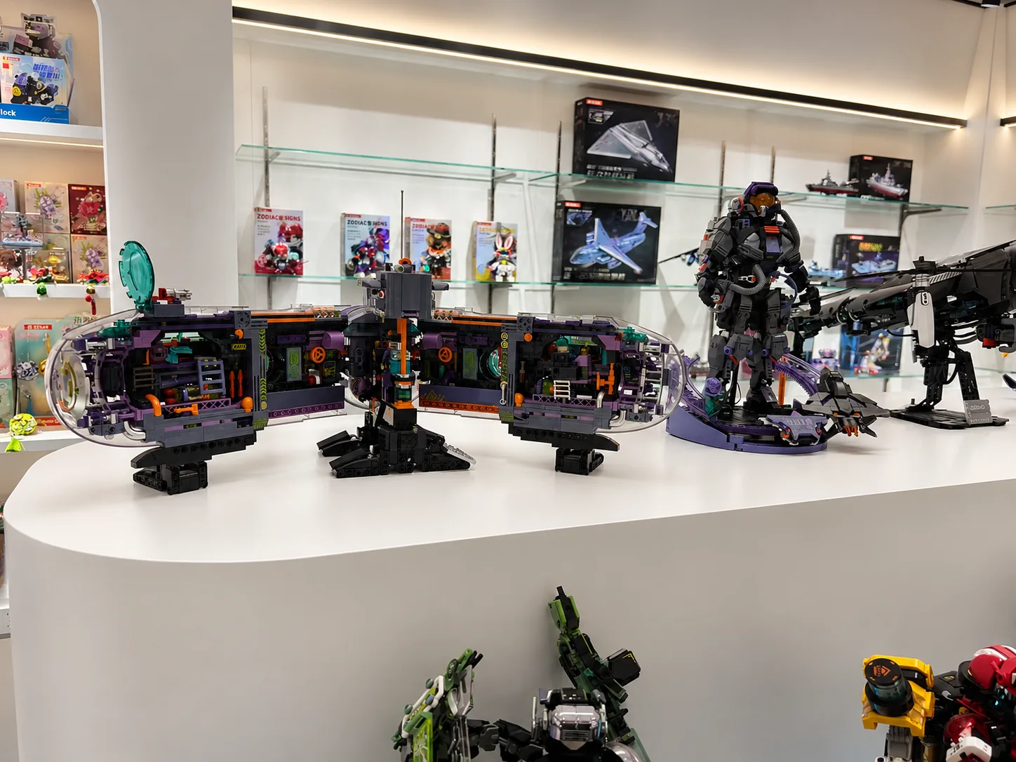 Large building block display models arranged in the JIESTAR showroom
